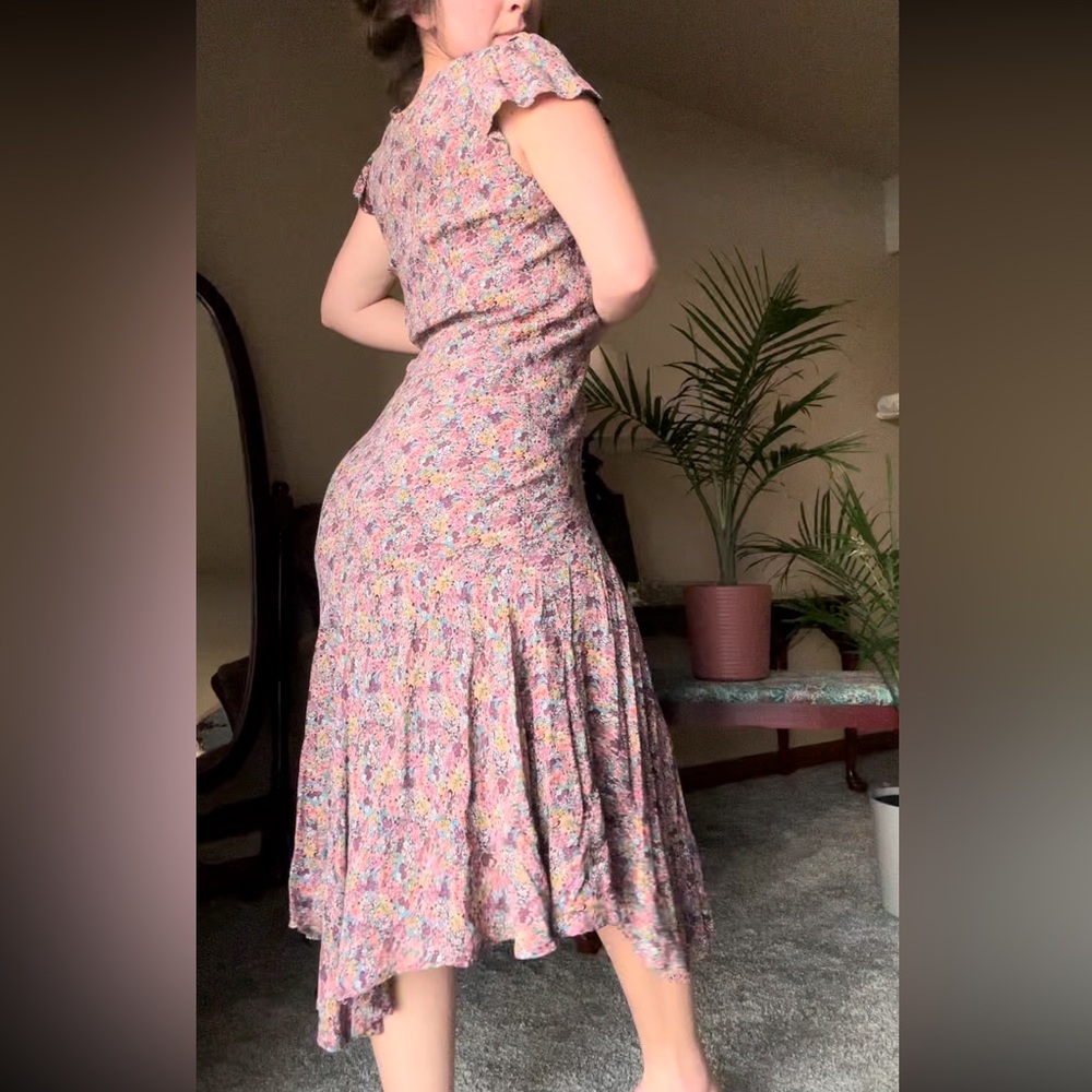 Salaam Floral Midi Dress with Ruffle Sleeves